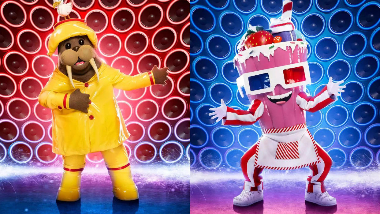 The Walrus and Milkshake are 'The Masked Singer' Season 8's latest rejects. (Photos: Fox)