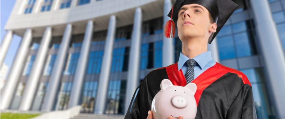 University student with piggybank