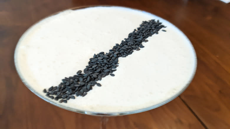 Hot Honey Martini sesame seeds