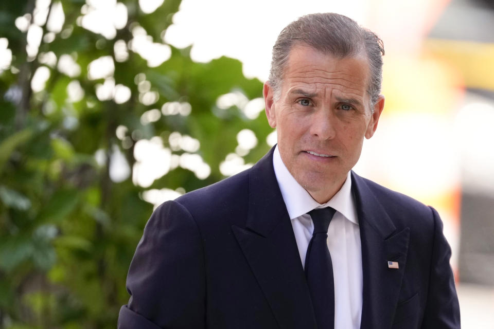 Hunter Biden arrives to federal court, Friday, June 7, 2024, in Wilmington, Del. (AP Photo/Matt Slocum)