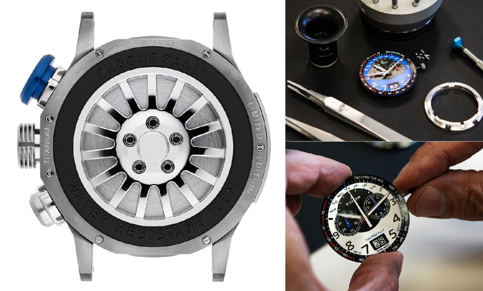 ▲EDOX & BMW M MOTOSPORT賽車石英錶，錶背為精緻的車輪設計。（圖片來源：Yahoo購物中心）