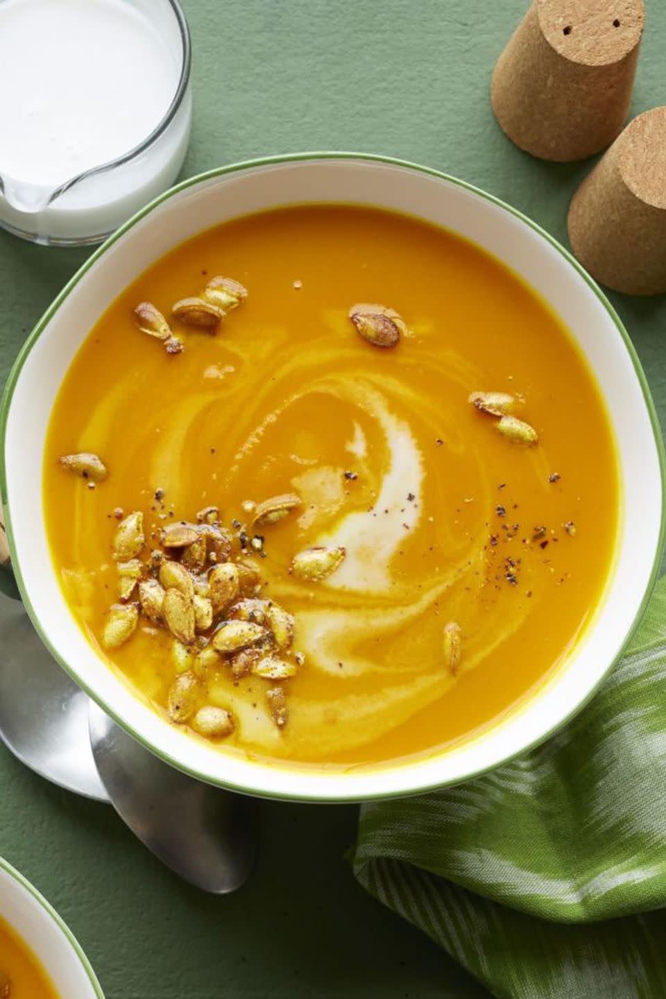 <p>Stay warm this fall with this rich and flavorful soup. </p><p><strong><a rel="nofollow noopener" href="https://www.womansday.com/food-recipes/food-drinks/recipes/a57663/butternut-squash-turmeric-soup-recipe/" target="_blank" data-ylk="slk:Get the recipe.;elm:context_link;itc:0;sec:content-canvas" class="link ">Get the recipe.</a></strong></p>