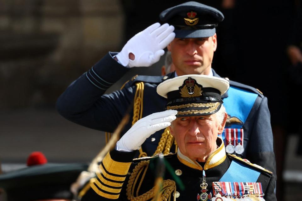 King Charles and the Prince of Wales at the funeral for Queen Elizabeth (PA Wire)