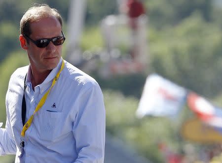 Tour de France director Christian Prudhomme looks on at the finish line after the 159,5 km (99 miles) third stage of the 102nd Tour de France cycling race from Anvers to Huy, Belgium, July 6, 2015. REUTERS/Stefano Rellandini
