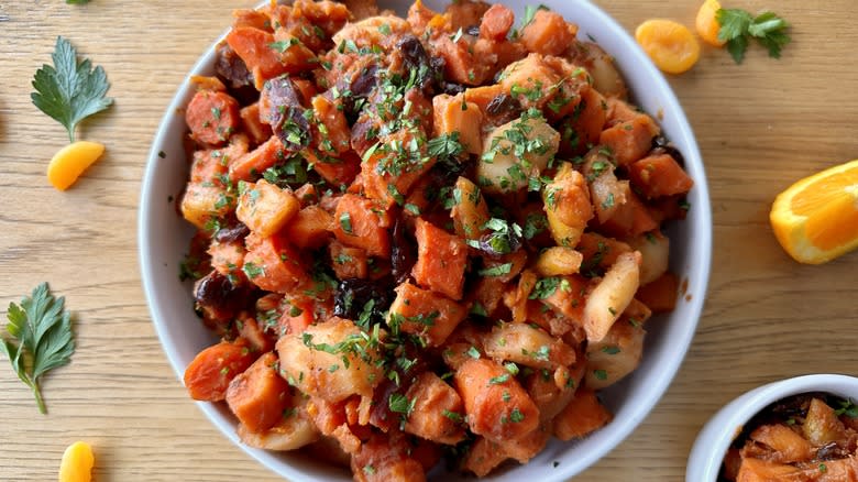 sweet carrot stew on table