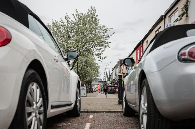 Cars parked on Castle Street.