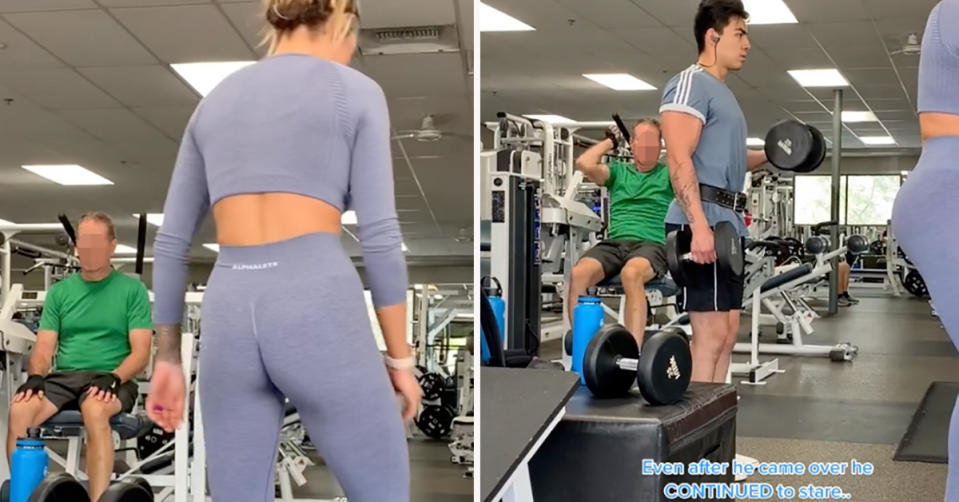 A woman has taken to TikTok to slam a 'creepy' guy who was staring at her while she worked out at the gym. Photo: TikTok/Fit_With_Heidi