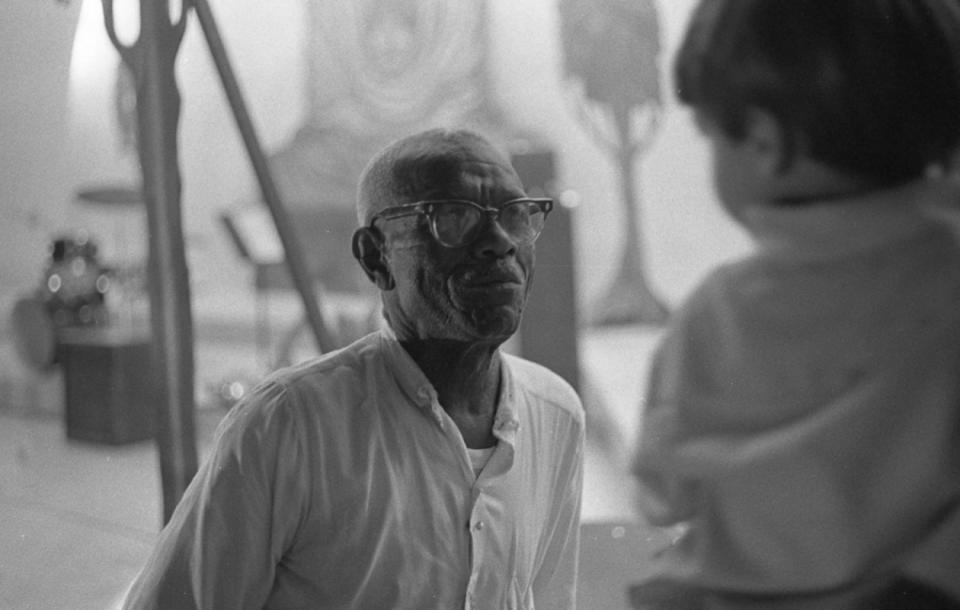 Walter "Furry" Lewis offstage during a Memphis Blues Festival performance.