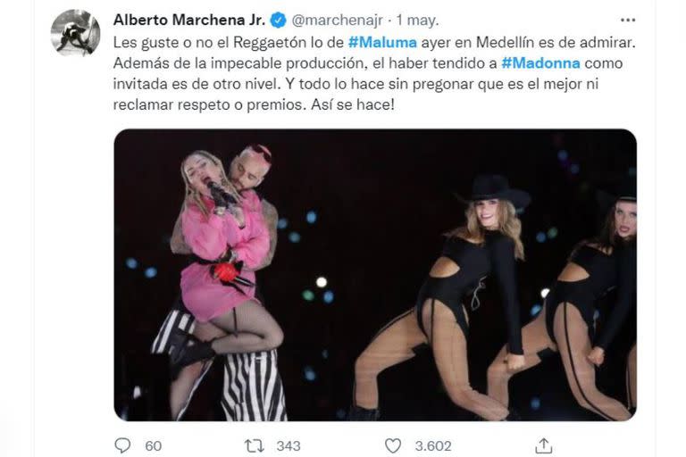 Las redes sociales se hicieron eco de la presentación de Madonna en el recital de Maluma en Medellín, Colombia