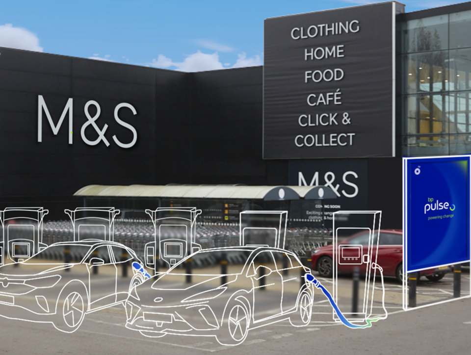 Marks & Spencer announced plans to install up to 900 EV charging points outside its 70 stores over the next two years. (M&S)
