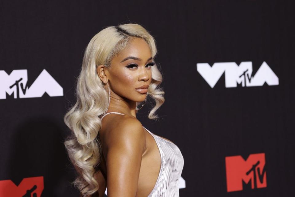 Saweetie arrives on the red carpet for the 2021 MTV Video Music Awards in New York, Sept. 12. - Credit: Courtesy of MTV