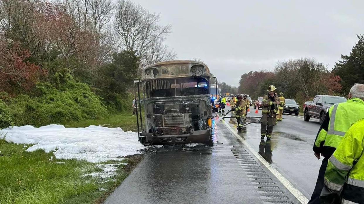 charred school bus