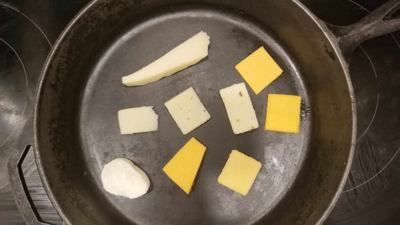 cheese in cast iron pan