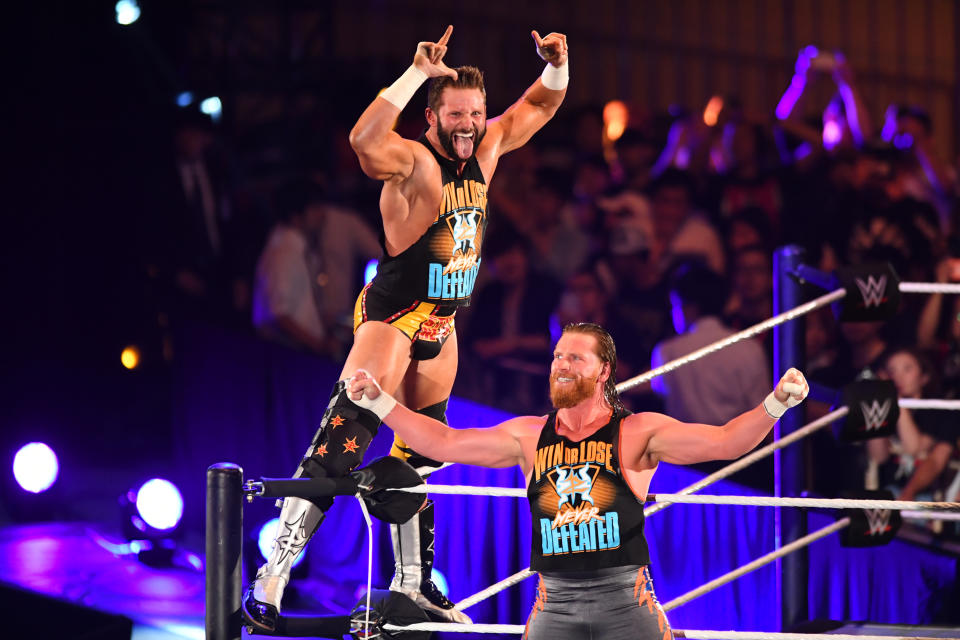 Zack Ryder (left) and Curt Hawkins (right) enter the ring during the WWE Live Tokyo at Ryogoku Kokugikan on June 29, 2019 in Tokyo, Japan. (Photo: Getty Images)