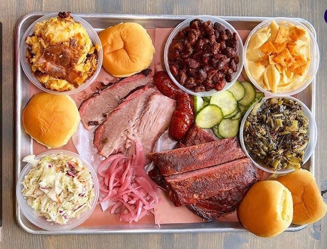 A tray of BBQ eats at Mutiny BBQ Co in Asbury Park