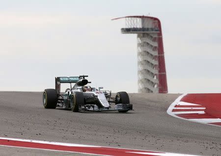 Formula One F1 - U.S. Grand Prix - Circuit of the Americas, Austin, Texas, U.S., 23/10/16. Mercedes' Lewis Hamilton of Britain competes. REUTERS/Adrees Latif