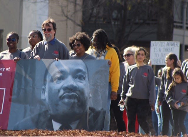 Marchers participate in the Unity March in Tuscaloosa on Jan. 16, 2023.