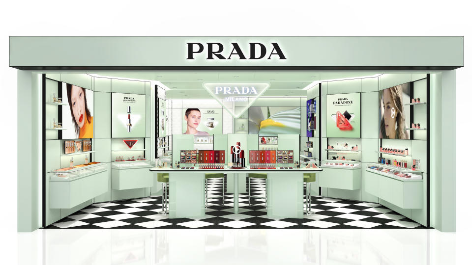 A rendering of the new Prada Beauty retail concept.