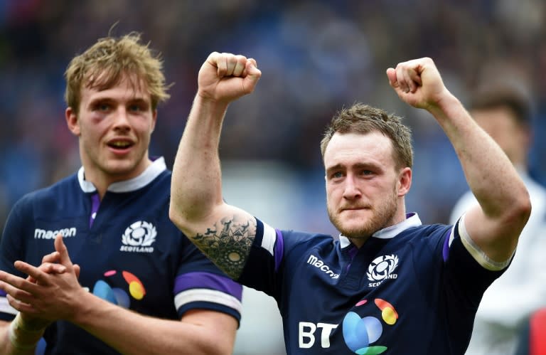 Winning feeling: Scotland's Stuart Hogg after the last-gasp victory over Italy in Rome