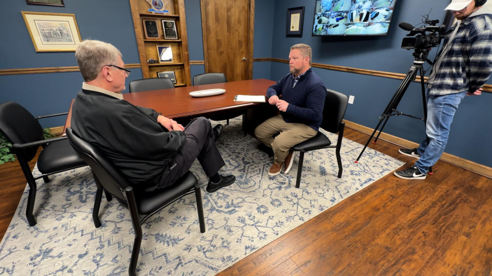 Chesterfield County Sheriff Cambo Streater interviewed with Queen City News on Jan. 4, 2024, about his agency’s handling of the Belisario Mazariegos case. (WJZY Photo/Jody Barr)