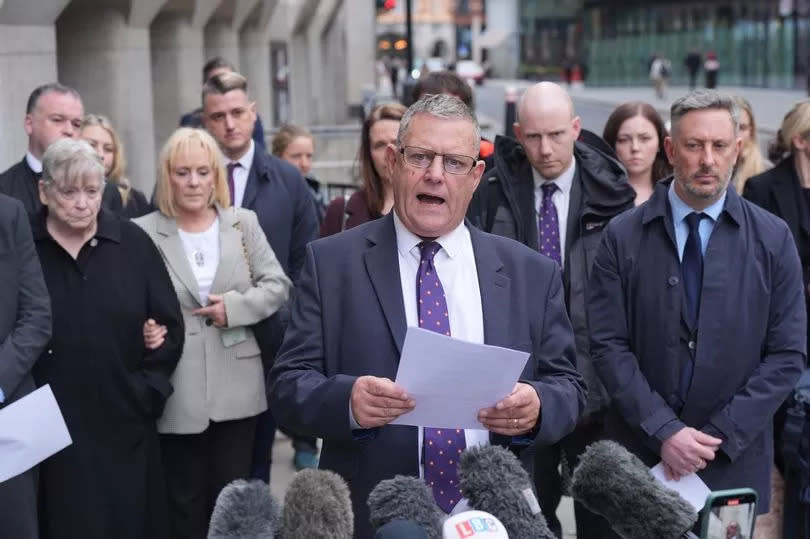 Gary Furlong, the dad of Reading terror attack victim James Furlong, issues a statement outside the Old Bailey, central London, after the findings in the terror attack inquests.