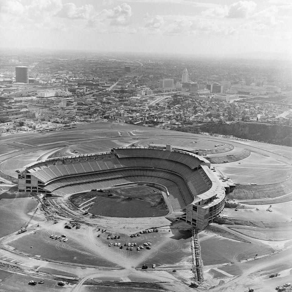 The Dodgers Stadium at Chavez Ravine, on Feb. 28, 1962 (AP file)