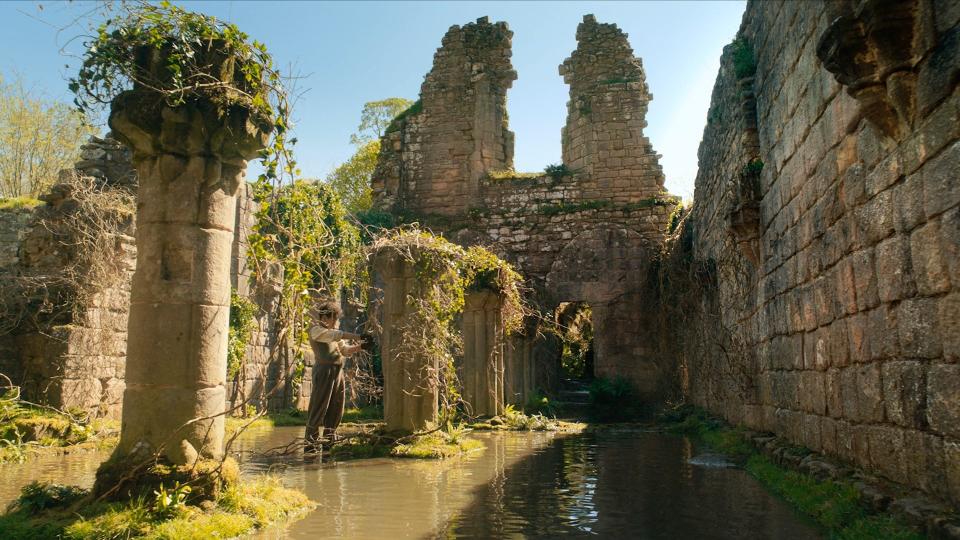The designer created a water-filled oasis at the sunken gardens of 18th-century Fountains Abbey.