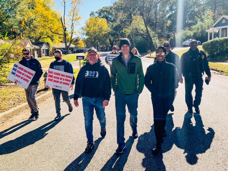 Memphis City Councilman Worth Morgan walks in an anti-violence march in this undated photo. Morgan is now running for Shelby County Mayor.