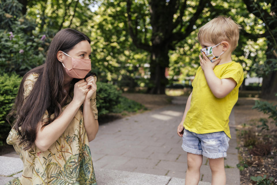 Rainbows, dinosaurs and tie-dye &mdash; there are lots of face masks for kids that they'll actually wear. (Photo: Westend61 via Getty Images)