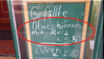 <p>Haben Sie schon mal was von gefüllten Oberschienen gehört? Wir auch nicht, aber das Original mit Auberginen schmeckt ganz gut.</p><p>(Bild: facebook.com/GastroFails)<br></p>