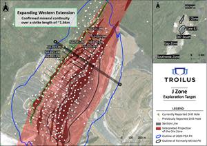 Plan View Map of J Zone with Location of New Drill Results