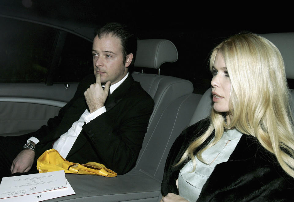 WINDSOR, UNITED KINGDOM - DECEMBER 21:  Model Claudia Schiffer and husband, director Matthew Vaughn, arrive for the reception following Sir Elton John and David Furnish's civil partnership ceremony held earlier today at Windsor Guildhall, at their Windsor home on December 21, 2005 in Windsor, England.  (Photo by Chris Jackson/Getty Images)