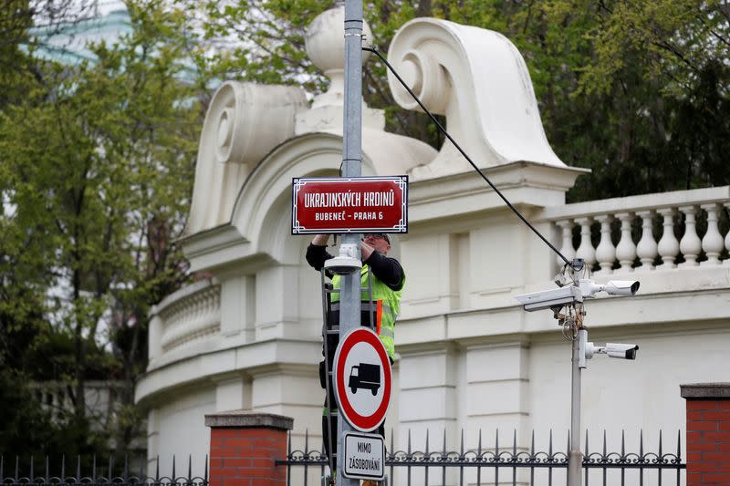 FILE PHOTO: Renaming a street near Russian Embassy in Prague