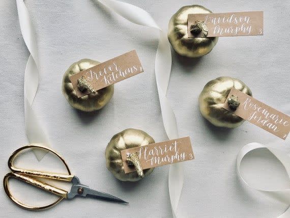 Gold Pumpkin Place Card