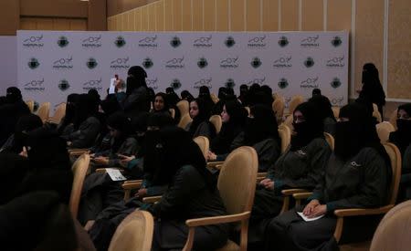 Audience attends the graduation ceremony of Saudi women car-accident inspectors, a few days before women are set to take the wheel in Riyadh, Saudi Arabia June 21, 2018. REUTERS/Sarah Dadouch