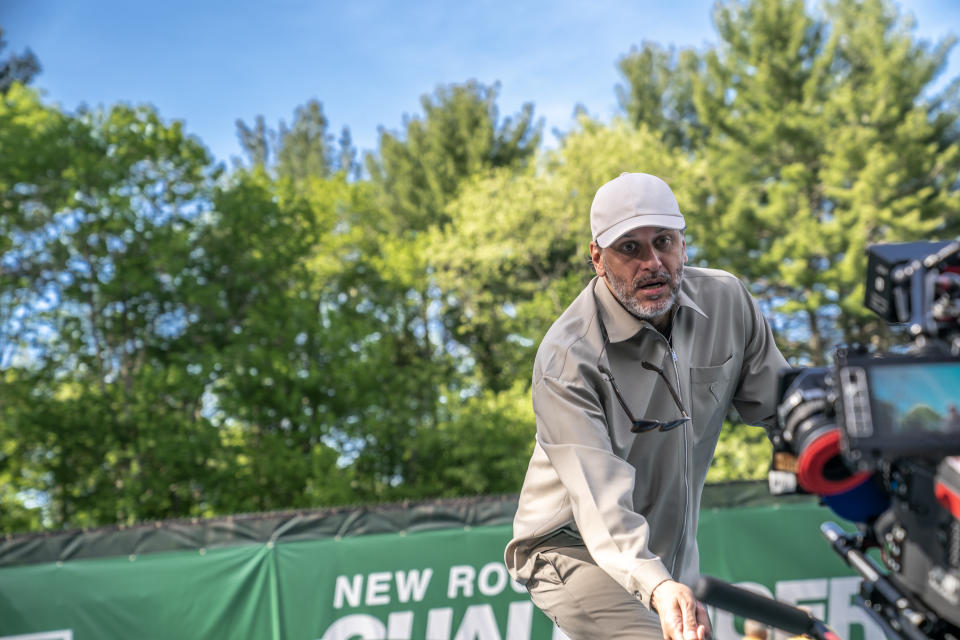 Director Luca Guadagnino on the set of Challengers