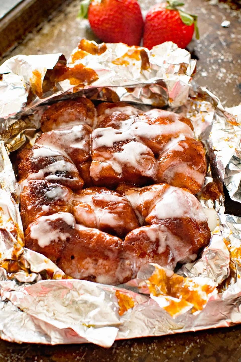 campfire desserts cinnamon monkey bread foil packets