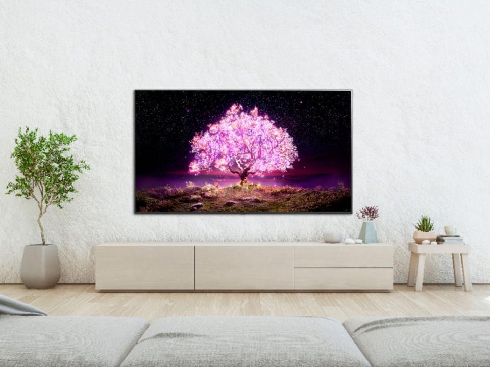 LG C1 OLED on a wall - best 4K TVs