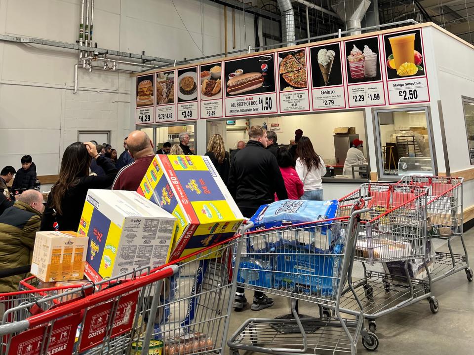 Line of customers at UK Costco
