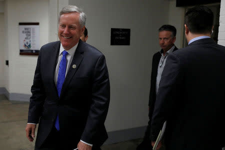 U.S. Representative Mark Meadows (R-NC), Chairman of the Freedom Caucus, walks to a vote on Capitol Hill in Washington, U.S., April 26, 2017. REUTERS/Aaron P. Bernstein