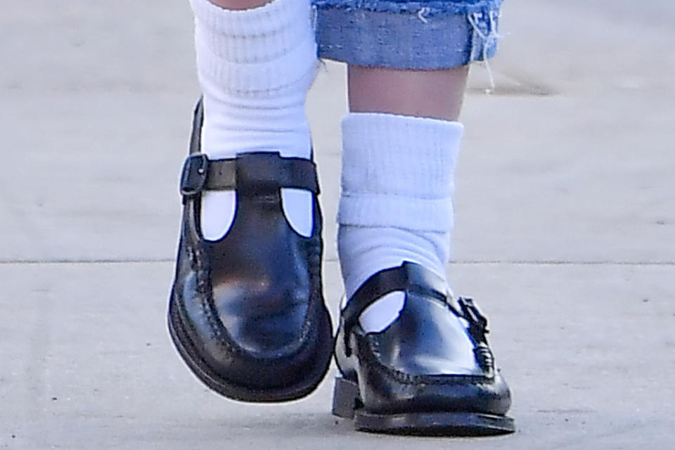 A closer view of Kristen Stewart’s shoes. - Credit: Splash News