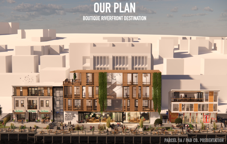 Providence Architecture & Building Co. proposes a "boutique riverfront destination" for Parcel 1A.