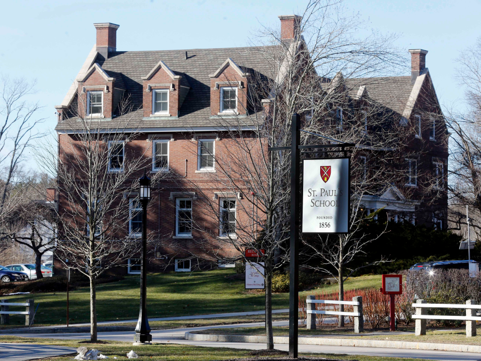 This Feb. 26, 2016 file photo shows the entrance to St. Paul's School in Concord, N.H. The school released a report on Monday, May 22, 2017, detailing sexual misconduct allegations against a dozen men and one woman who worked at the school between 1952 and 1999. An investigation found substantiated claims of abuse involving 13 former faculty and staff including former teachers, chaplains and an admissions officer.