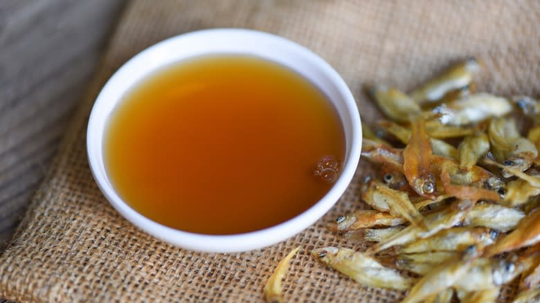 bowl of fish sauce with dried anchovies