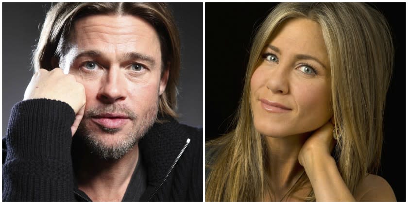 Brad Pitt (credit: Carlo Allegri / Associated Press); Jennifer Aniston (credit: Kirk McKoy / Los Angeles Times)