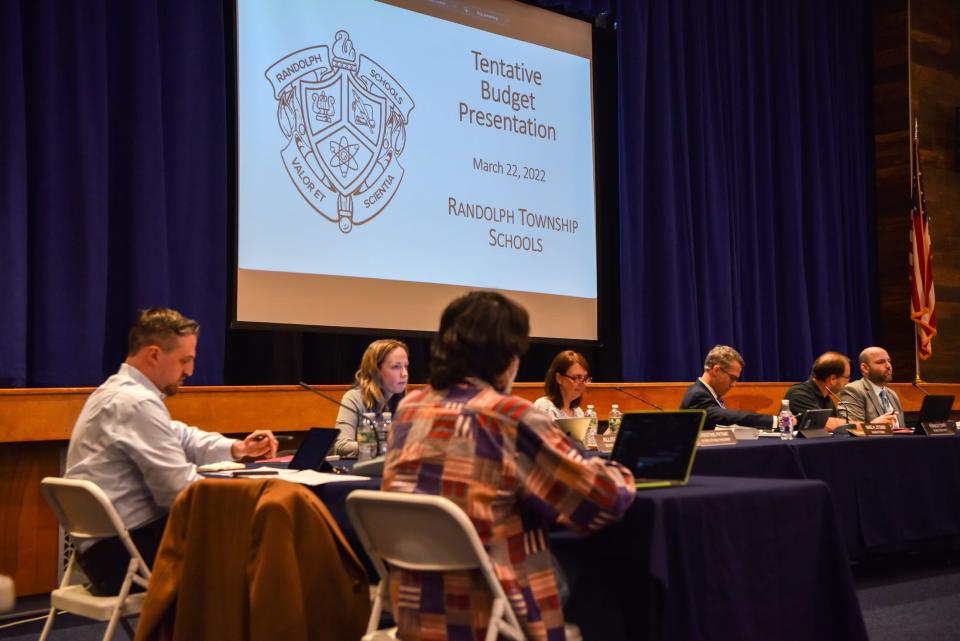 Randolph Board of Education presents a tentative budget for 2022/23 school year during a BOE meeting on March 22, 2022 at Randolph Middle School.  