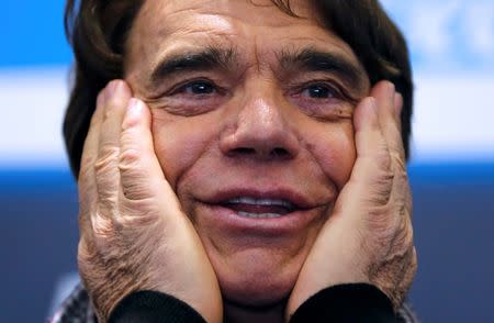 French businessman Bernard Tapie attends a news conference, in this picture taken March 12, 2014, for the launching of his web TV at the headquarters of the French daily newspaper 'La Provence' in Marseille, France. REUTERS/Jean-Paul Pelissier/Files