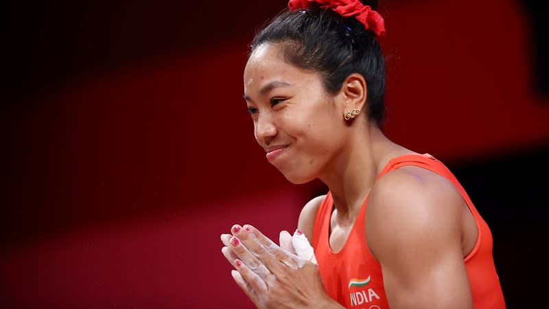 Mirabai Chanu Saikhom during the Tokyo Games 2020