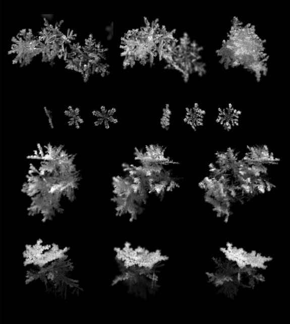 More 3D Photos of snowflakes falling in mid-air.