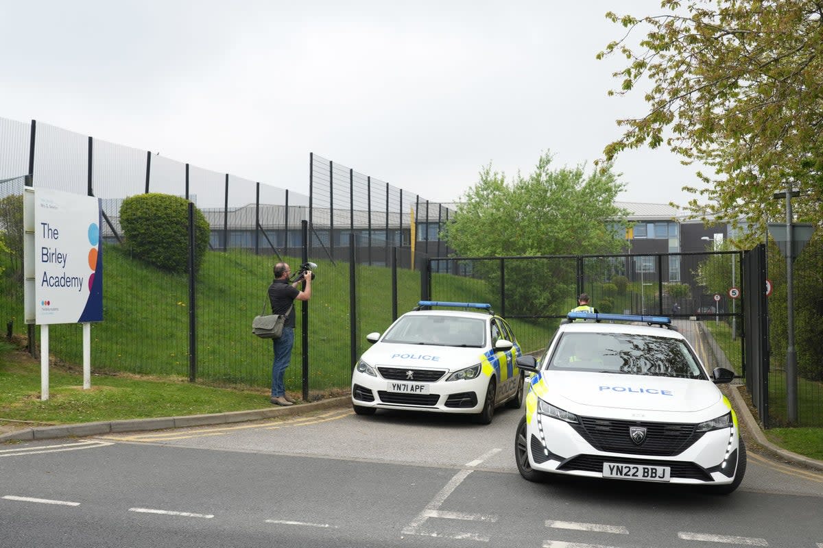 Police outside the Birley Academy in Sheffield, South Yorkshire (Dominic Lipinski/PA). (PA Wire)